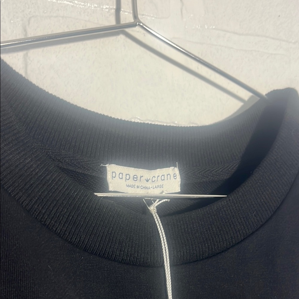 Paper Crane Dress Womens Black Mini Short Sleeve Dress Large Tight Fitted NWT - Picture 4 of 4